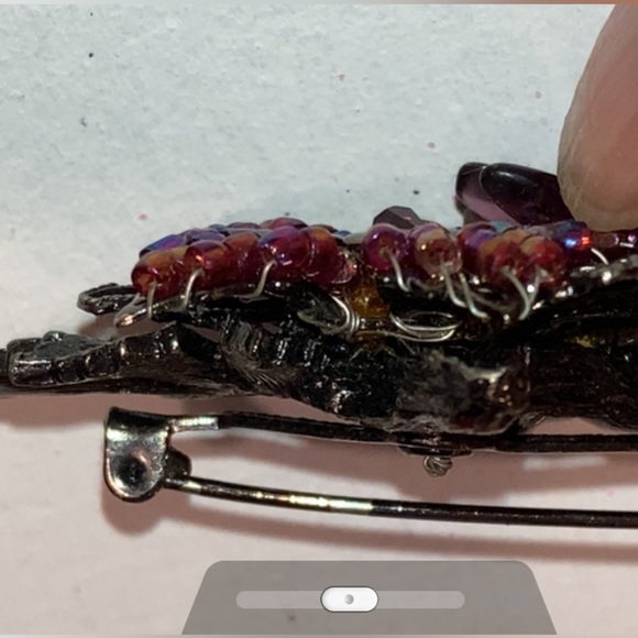 VINTAGE CARA STIMMEL LTD BEADED FLOWERS BROOCH/PIN - SIGNED - Picture 11 of 13